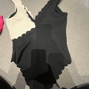 SHEIN Black Asymmetrical Sleeveless Bodysuit Swimwear